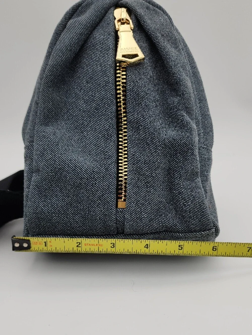 Aimee Kestenberg Blue Denim Cosmetic Pouch with Gold Hardware